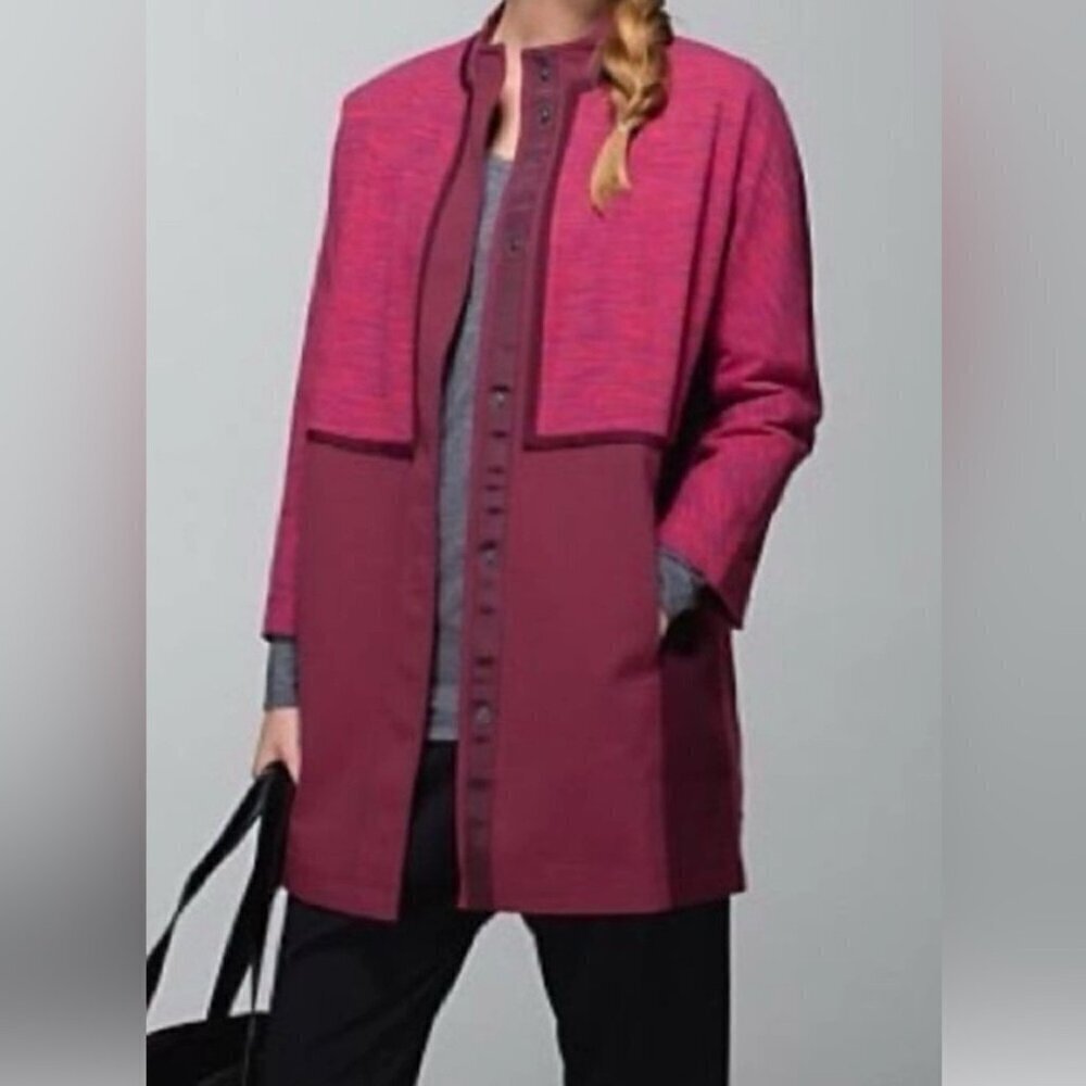 lululemon Cocoon Snap-Button Car Coat | Lightweight Luon, Rust Berry, S
